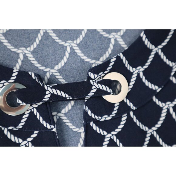 Tommy Hilfiger Women's Navy Sleeveless Top with Rope Pattern &‎ Lace-Up Neckline - Picture 3 of 9